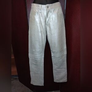 Express World Brand Metallic Gold Leather Pants